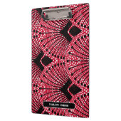 アールデコレッドクラシック白黒孔雀パターン クリップボード (左)