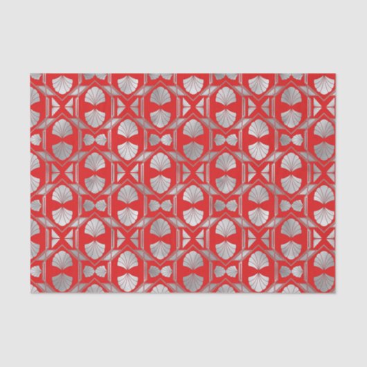 アールデコレッドシルバーファン 薄葉紙 (正面)