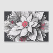 アールデコレッドポインセティアクリスマスラインスケッチ 薄葉紙 (正面)