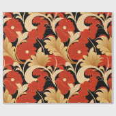 アールデコレッドポピー ラッピングペーパー (フラット)