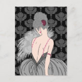 アールデコレディとダマスク – BIANCA：冬のグレー ポストカード (正面)