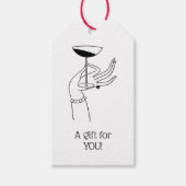 アールデコレディーズハンドホールディングシャンパングラス ギフトタグ (正面)