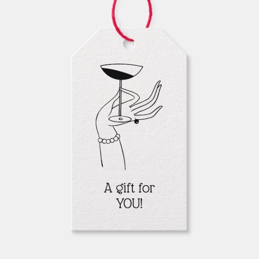 アールデコレディーズハンドホールディングシャンパングラス ギフトタグ (正面)