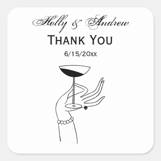 アールデコレディーズハンドホールディングシャンパングラス スクエアシール (正面)