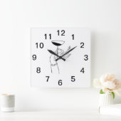 アールデコレディーズハンドホールディングシャンパングラス スクエア壁時計 (ホーム)