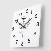 アールデコレディーズハンドホールディングシャンパングラス スクエア壁時計 (傾斜)