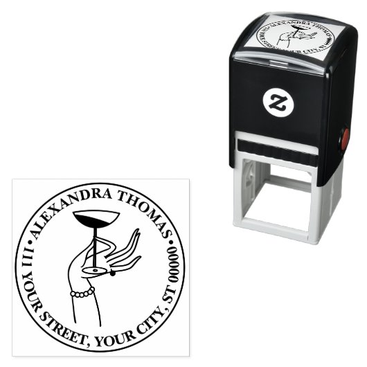 アールデコレディーズハンドホールディングシャンパングラス セルフインキングスタンプ (インサイチュ)