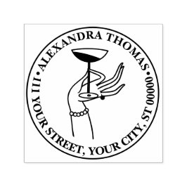 アールデコレディーズハンドホールディングシャンパングラス セルフインキングスタンプ