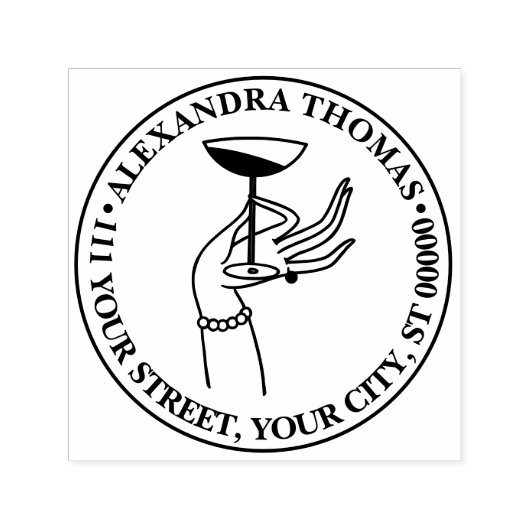 アールデコレディーズハンドホールディングシャンパングラス セルフインキングスタンプ (デザイン)