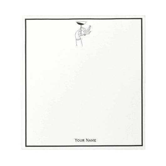 アールデコレディーズハンドホールディングシャンパングラス ノートパッド (正面)