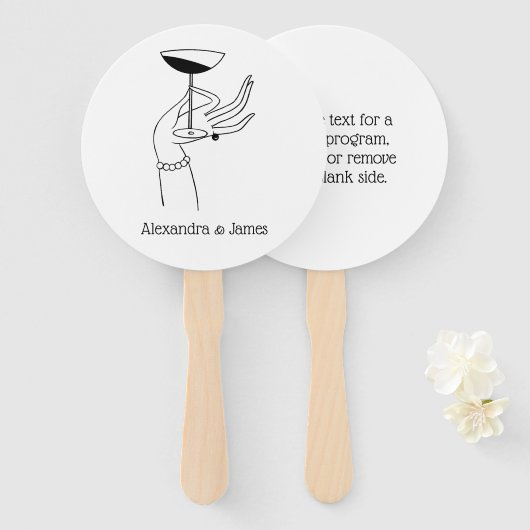 アールデコレディーズハンドホールディングシャンパングラス ハンドファン (正面&裏面)