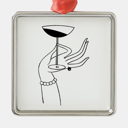 アールデコレディーズハンドホールディングシャンパングラス メタルオーナメント (正面)