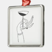 アールデコレディーズハンドホールディングシャンパングラス メタルオーナメント (左)