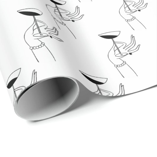 アールデコレディーズハンドホールディングシャンパングラス ラッピングペーパー (ロールコーナー)