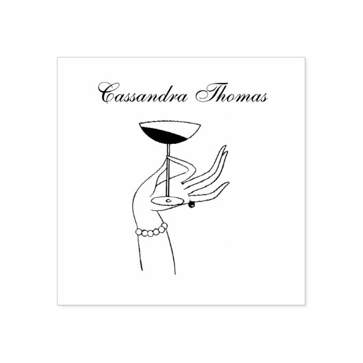 アールデコレディーズハンドホールディングシャンパングラス ラバースタンプ (インプリント)