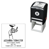 アールデコレディーハンドホールディングシャンパンガラスアドレス セルフインキングスタンプ (インサイチュ)