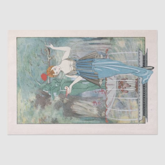 アールデコレディーフォレストファウンテンデクページヴィンテージ 薄葉紙 (正面)