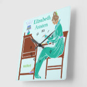 アールデコレディ作家書アットズデスクティール(緑がかった色) スクエア壁時計 (傾斜)