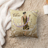 アールデコレディ金ゴールドフローラレース クッション (ブランケット)