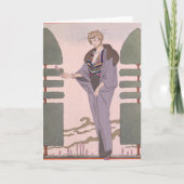 アールデコレディ – トリミングされた植物の横に立つ。 シーズンカード (正面)