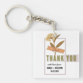 アールデコレトロエレガントフローラカスタム感謝していウェディング キーホルダー (正面)