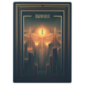 アールデコレトロクラシックヴィンテージ1920sブラック&金ゴールド クリップボード (裏面)