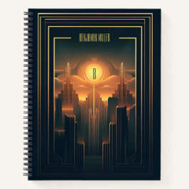 アールデコレトロクラシックヴィンテージ1920sブラック&金ゴールド ノートブック