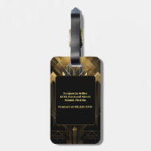 アールデコレトロクラシックヴィンテージ1920sブラック&金ゴールド ラゲッジタグ (裏面縦)