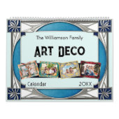 アールデコレトロフレームファミリ写真エレガント壁 カレンダー (カバー)