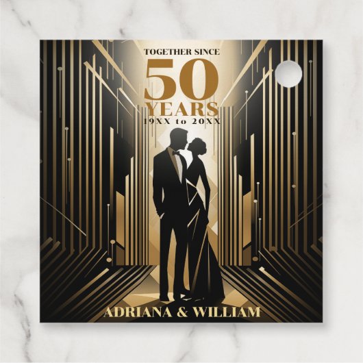 アールデコレトロブラック&金ゴールド結婚ズ・アニバーサリー フェイバータグ (裏面)