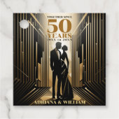 アールデコレトロブラック&金ゴールド結婚ズ・アニバーサリー フェイバータグ (正面)