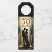 アールデコレトロブラック&金ゴールド結婚ズ・アニバーサリー ボトルネックタグ (正面)