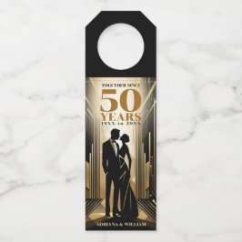 アールデコレトロブラック&金ゴールド結婚ズ・アニバーサリー ボトルネックタグ