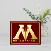 アールデコレトロレッド金ゴールドモノグラムMヴィンテージアート 箔シーズンポストカード (立ち正面)