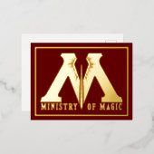 アールデコレトロレッド金ゴールドモノグラムMヴィンテージアート 箔シーズンポストカード (正面/裏面)