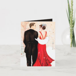 アールデコレトロヴィンテージカップルのメッセージ シーズンカード