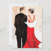 アールデコレトロヴィンテージカップルのメッセージ 招待状 (正面)