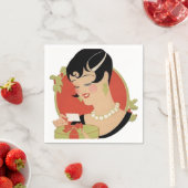 アールデコレトロヴィンテージクリスマスパーティーレディ スタンダードカクテルナプキン (インサイチュ)