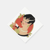 アールデコレトロヴィンテージクリスマスパーティーレディ スタンダードカクテルナプキン (角)