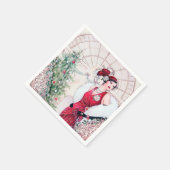 アールデコレトロヴィンテージクリスマスホリデーレディ スタンダードカクテルナプキン (角)