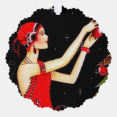 アールデコレトロヴィンテージクリスマスレディ オーナメントカード (正面)