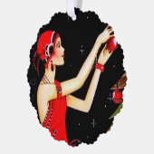 アールデコレトロヴィンテージクリスマスレディ オーナメントカード (左)