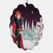 アールデコレトロヴィンテージクリスマスレディ オーナメントカード (左)