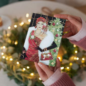 アールデコレトロヴィンテージクリスマスレディ ノートカード