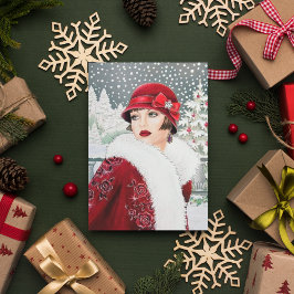 アールデコレトロヴィンテージクリスマス ノートカード