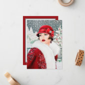 アールデコレトロヴィンテージクリスマス ノートカード (正面/裏面インサイチュ)