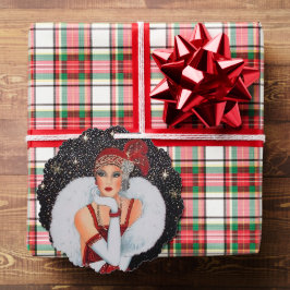 アールデコレトロヴィンテージ追加文字レディ オーナメントカード