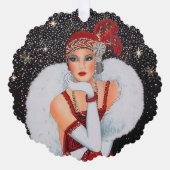 アールデコレトロヴィンテージ追加文字レディ オーナメントカード (正面)