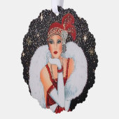 アールデコレトロヴィンテージ追加文字レディ オーナメントカード (左)