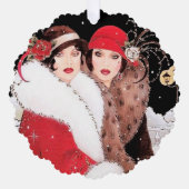 アールデコレトロヴィンテージ追加文字レディ オーナメントカード (正面)